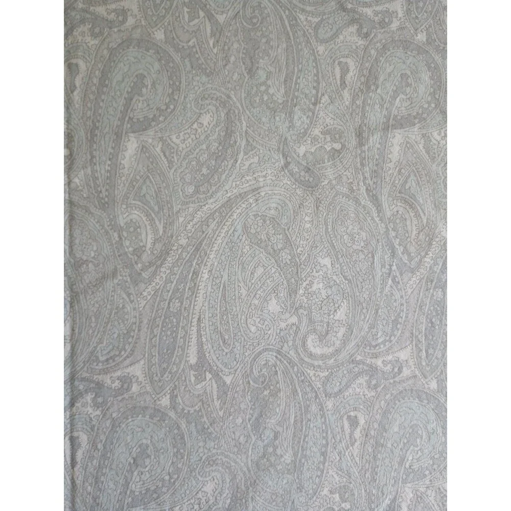 Lauren Ralph Lauren Queen Flat sheet  Gray blue paisley cotton Cottage HOLE